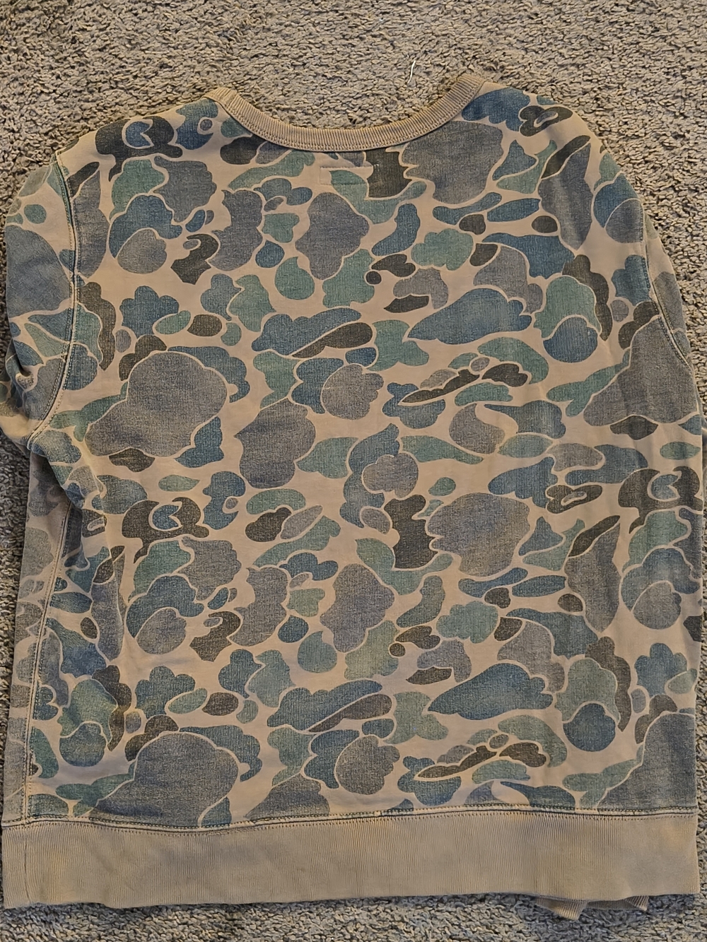 Men's Crewneck Sweater - Beige & Blue Camo